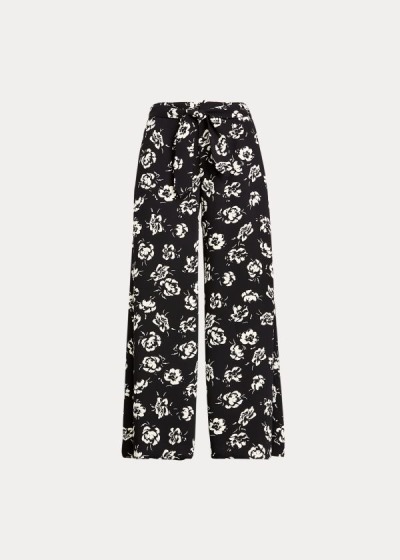 Women's Polo Ralph Lauren Rose-Print Satin Pants | 647219QOK